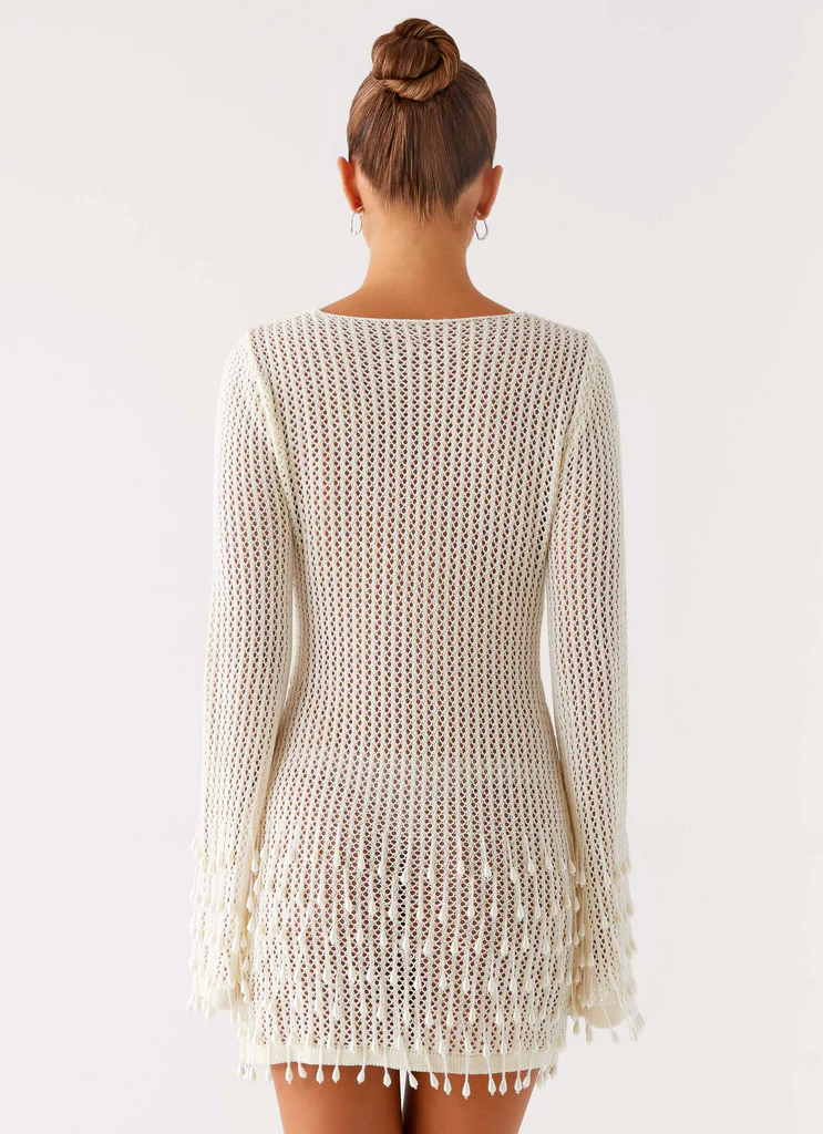 Robe mini à dentelle perlée Majestic - Ivoire