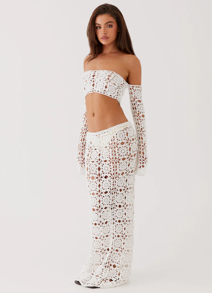 Jupe maxi à dentelle Sorrentino - Blanc