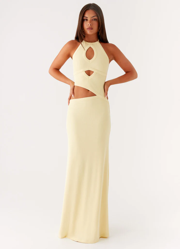 Robe maxi à découpes Lanah - Jaune