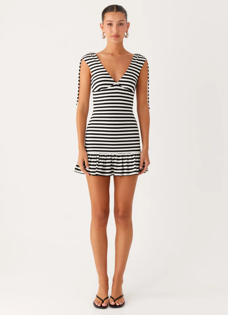 Robe Mini Acacia - Rayures Noire et Blanche