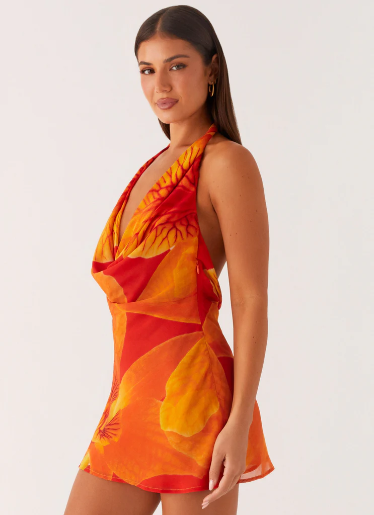 Robe Mini à Collier en Forme de Cowl Solar Beam - Orange Serein