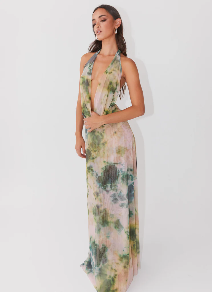 Robe maxi en maille Elysia - Forêt tropicale