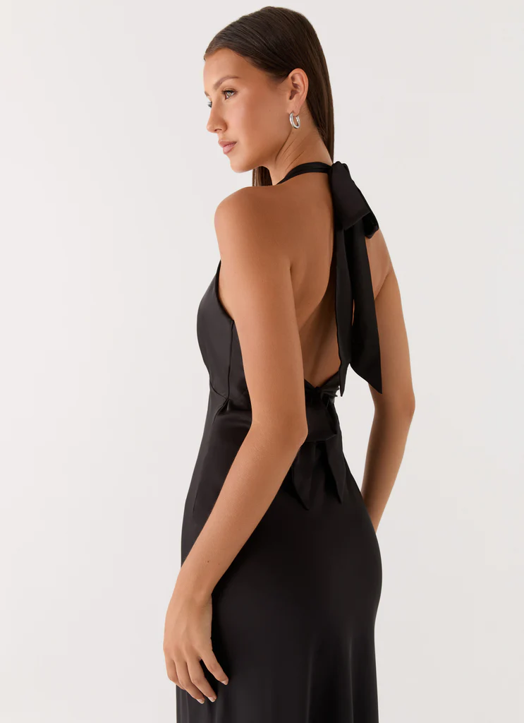 Robe maxi satin lourde - Noir