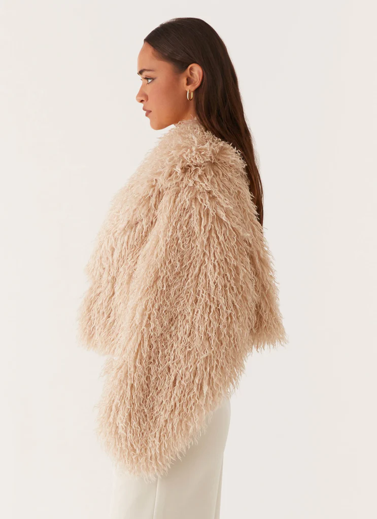 Veste en fausse fourrure Virginia cropped - Taupe