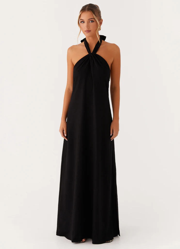 Robe maxi en lin Golden Child - Noir