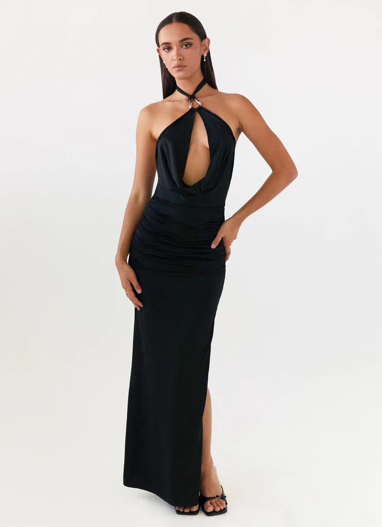 Robe Maxi à collier Samara – Noir Robe Maxi à collier Samara - Noir