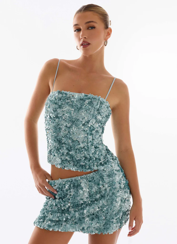 Top en paillettes Alayna - Aqua