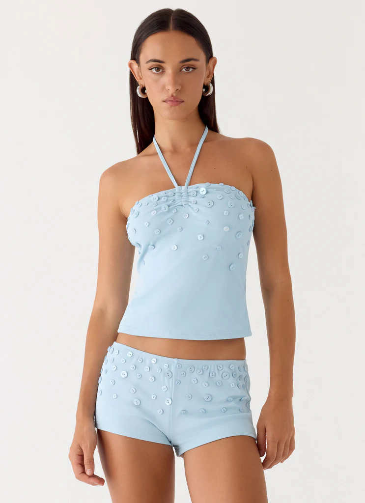 Top à boutons Bonita - Bleu pâle