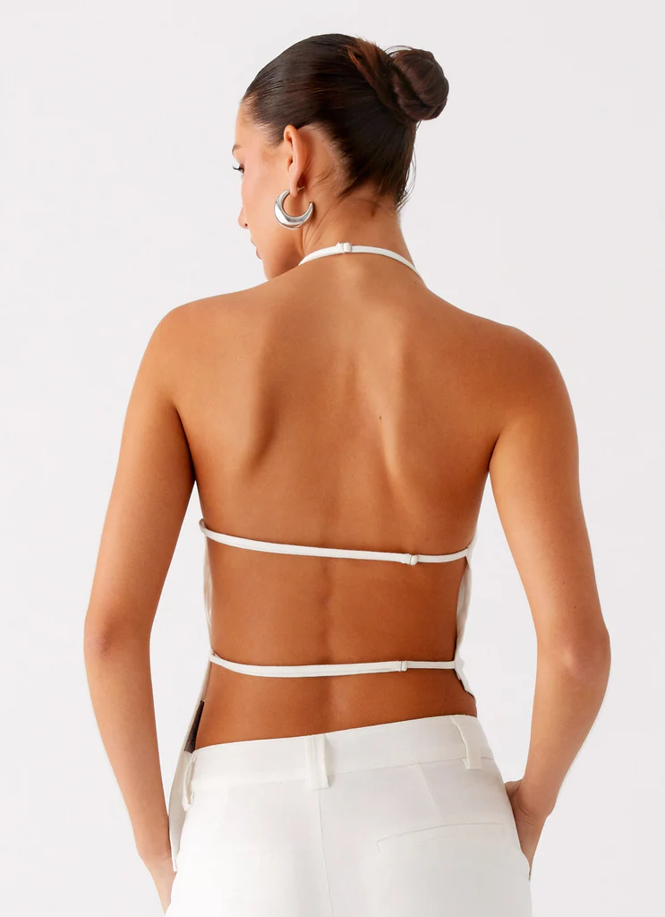 Délong Top en Lin Sans Dos - Blanc