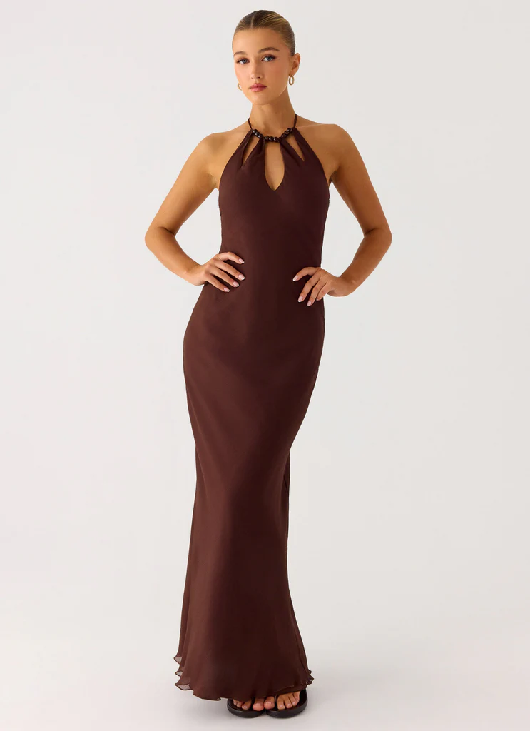 Robe maxi à bretelles Harlyn - Chocolat