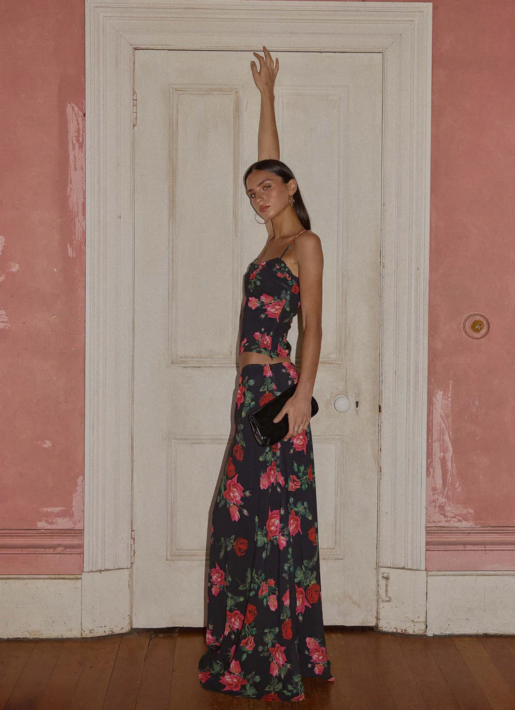 Jupe Maxi Chiffon Star Girl - Midnight Bloom