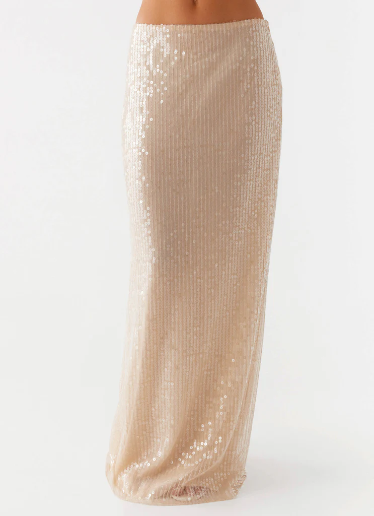 Jupe maxi à paillettes Wisteria taille basse - Champa