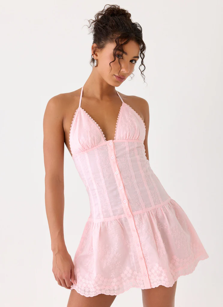 Robe Mini à Bretelles Croisées Non Stop - Rose