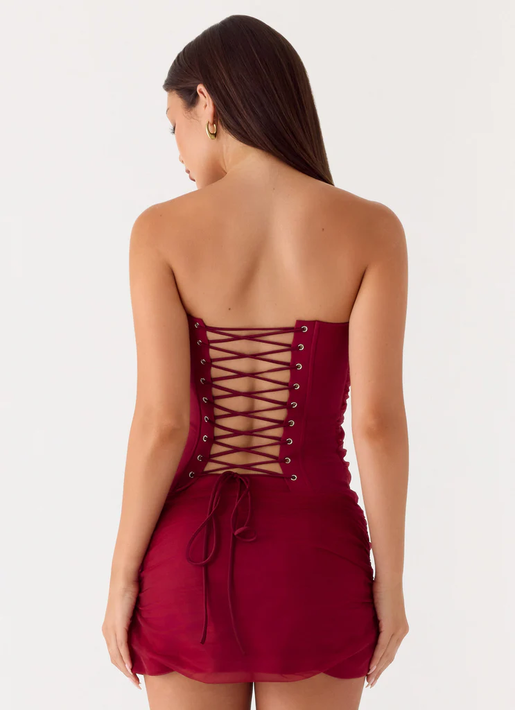 Mini-jupe Organza Atenea - Rouge Profond