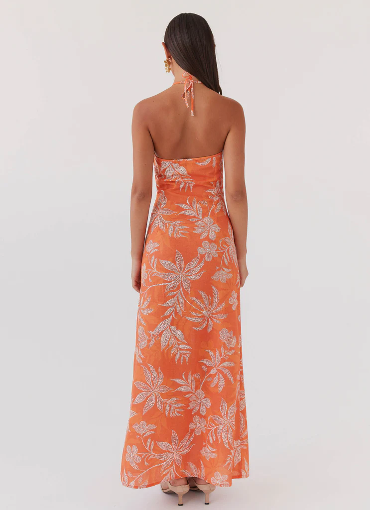 Robe maxi en lin Keliegh - Coucher de soleil tropical