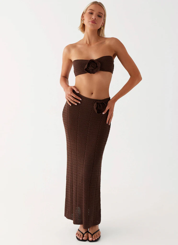 Jupe Maxi Crochet Kelcie Rose – Chocolat Jupe Maxi Crochet Kelcie Rose - Chocolat