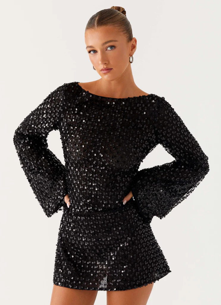 Robe Mini à Paillettes Edessa - Noir