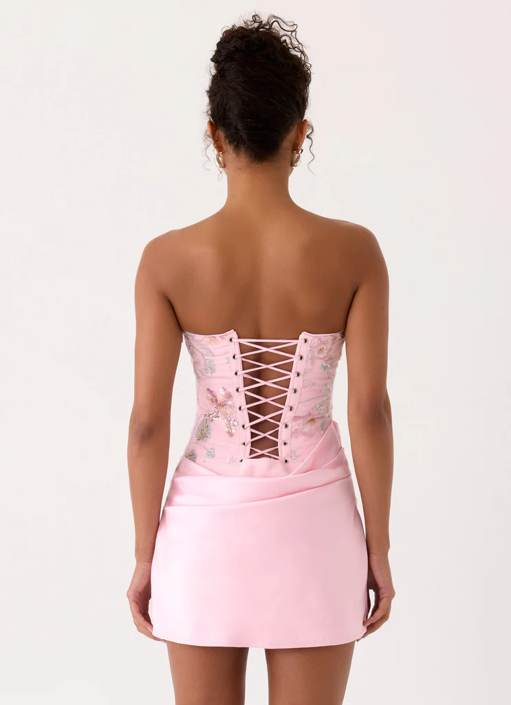 Robe Mini à Perles Angelique - Rose Everbloom