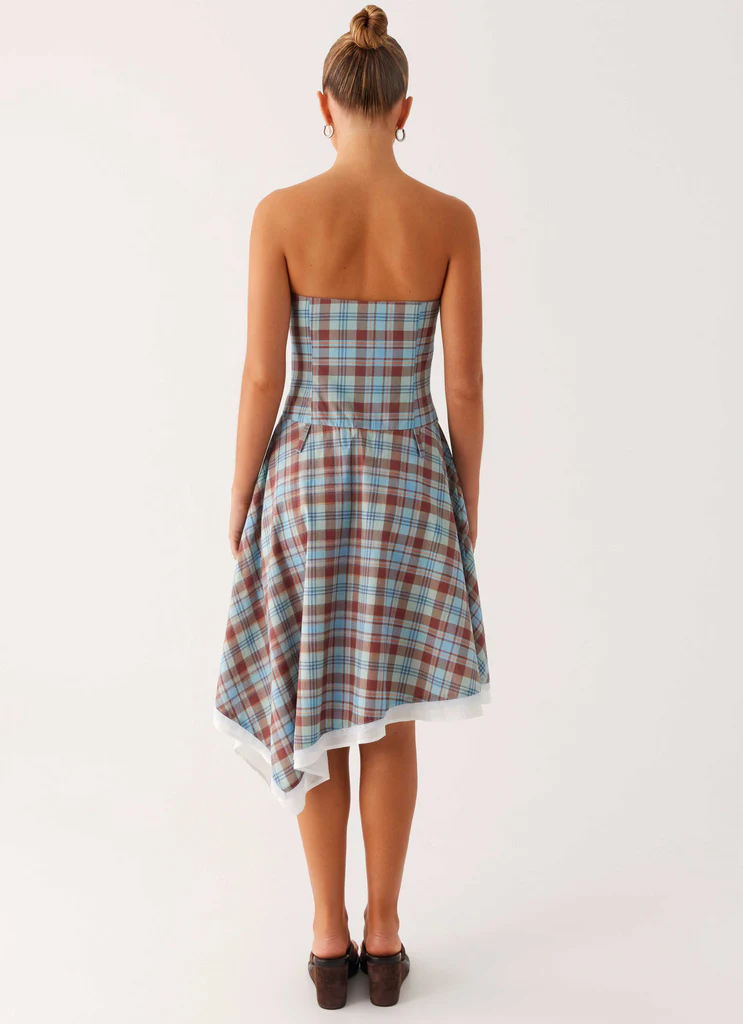 Robe Midi sans bretelles Tonie – Carreaux Shoreline Robe Midi sans bretelles Tonie - Carreaux Shoreline