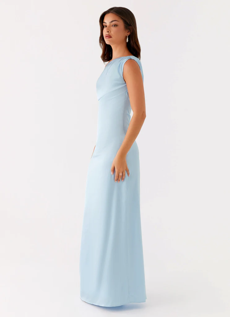 Robe Maxi Satin Heart Of Glass - Bleu