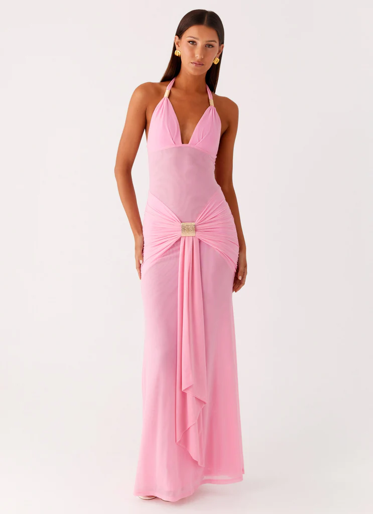 Robe maxi à bretelles Miyah - Rose bébé