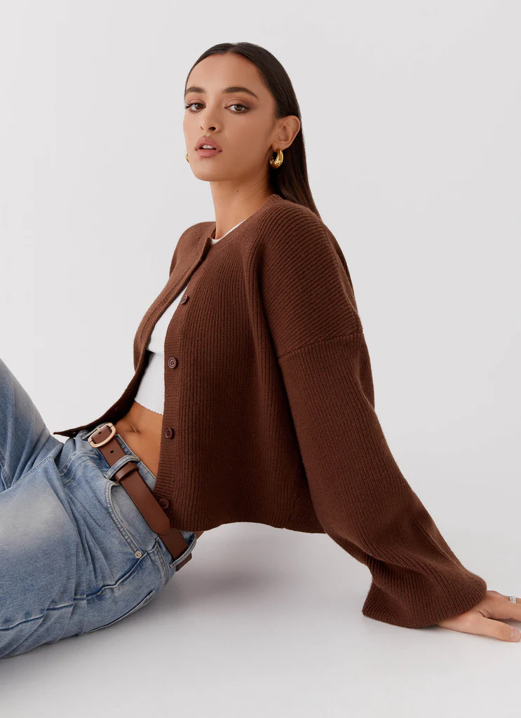 Cardigan Daphne en tricot - Chocolat