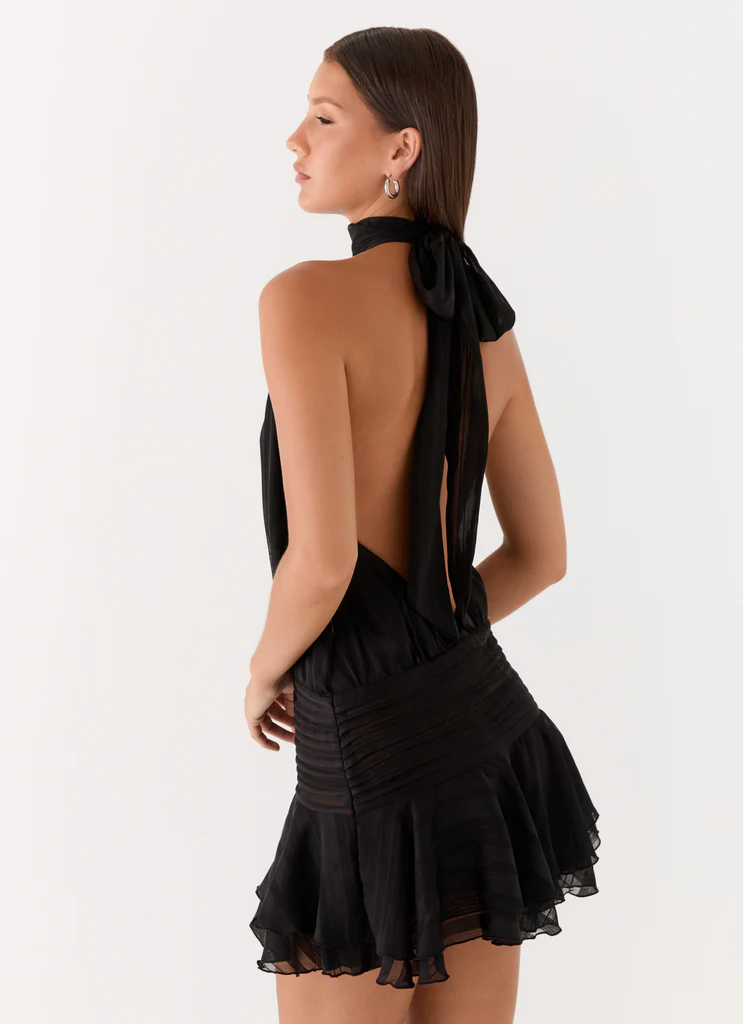 Robe Mini en Chiffon Willow - Noir