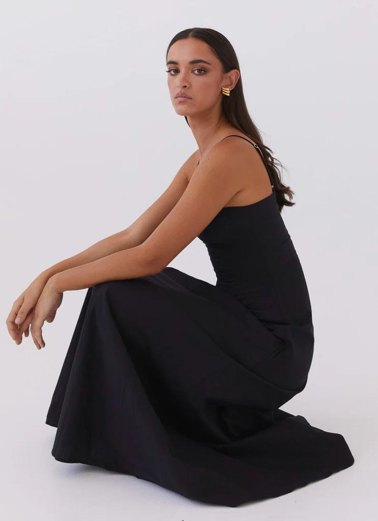 Robe maxi en lin Angelina - Noir