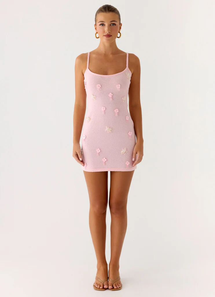 Robe Mini Tricot Ornée Roa - Rose