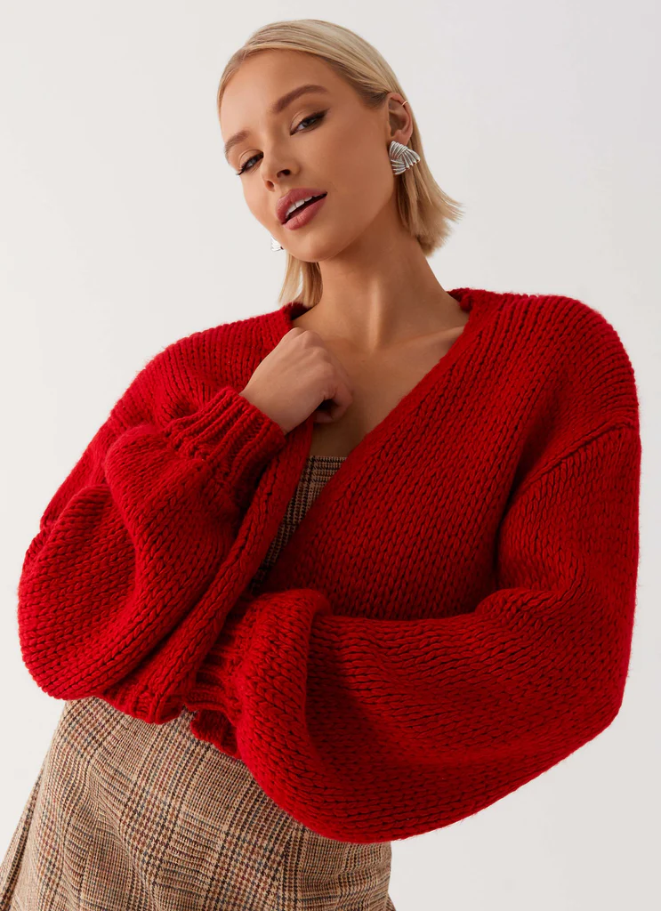 Cardigan Jacquard Jasleen - Rouge