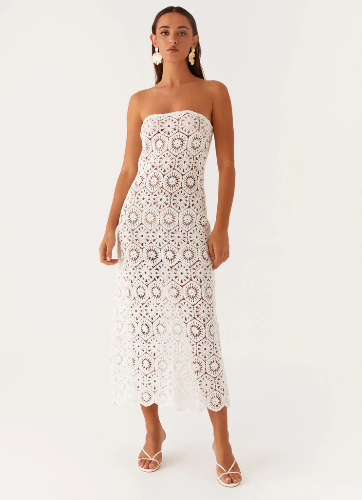 Robe maxi à dentelle Kingsly - Blanc