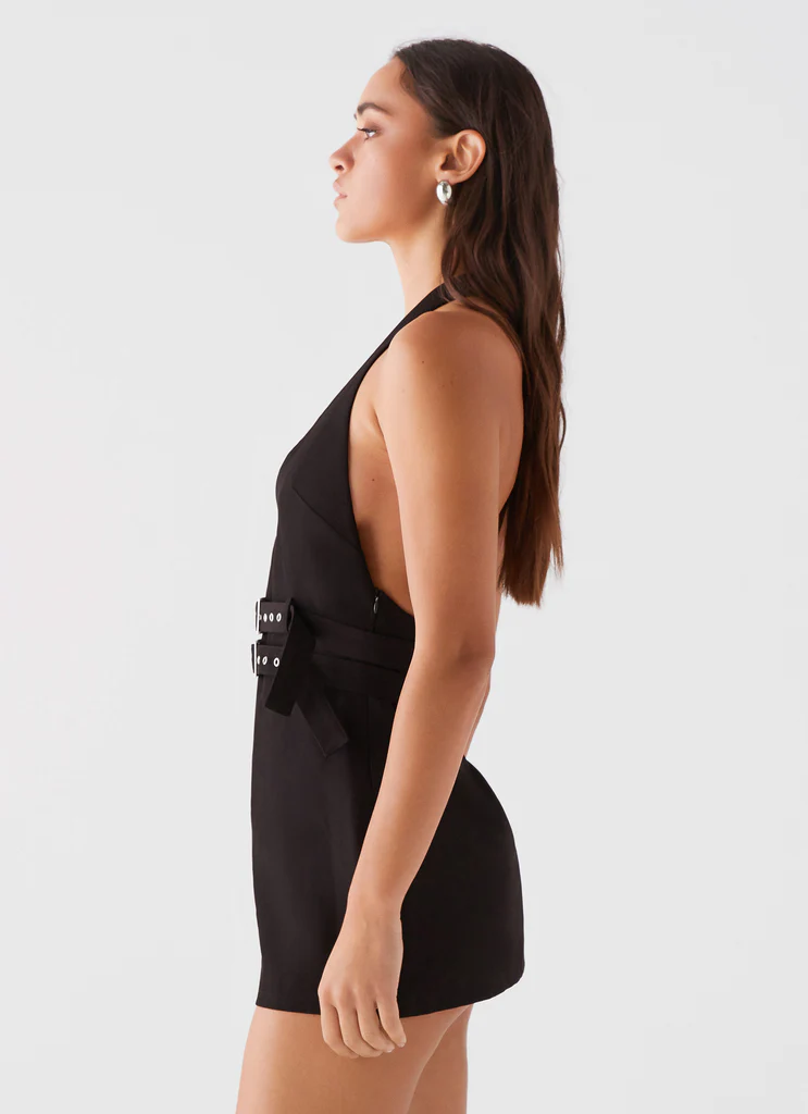 Robe mini à bretelles Highway Life - Noir