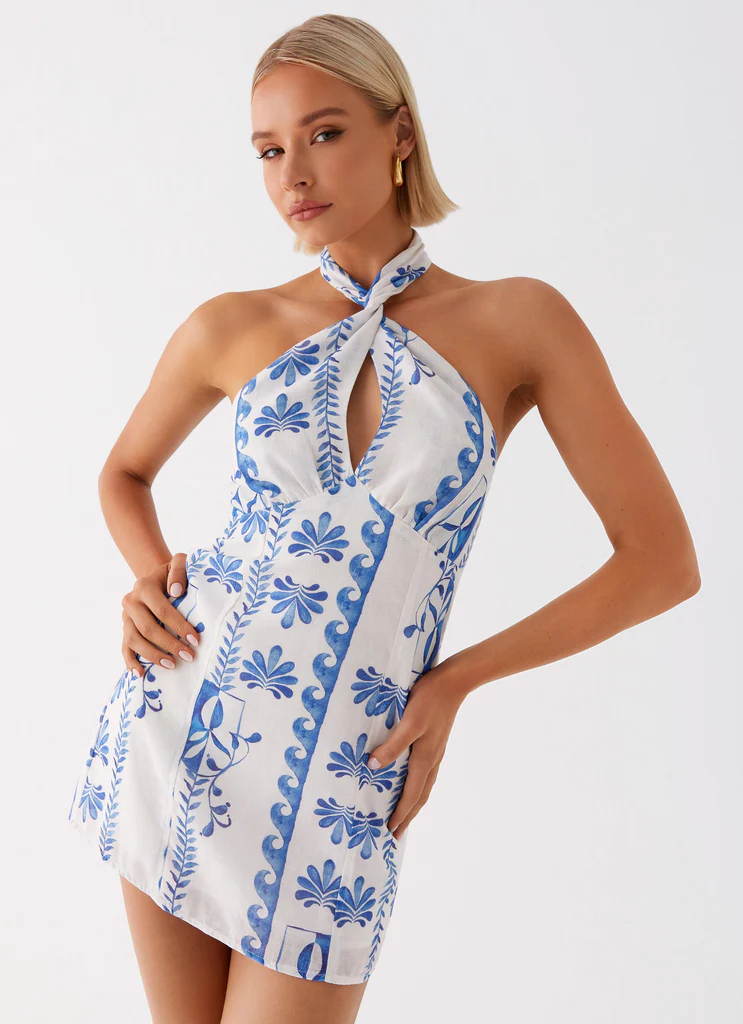 Robe Mini en Lin Sabine - Ondes Florales