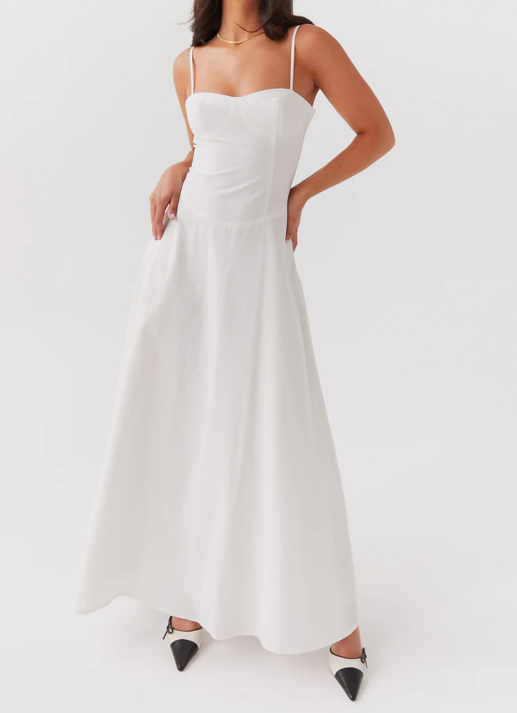 Robe maxi en lin Angelina – Blanc Robe maxi en lin Angelina - Blanc