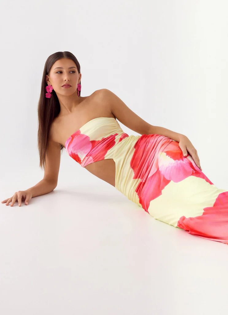 Robe maxi In The Rhythm - Fleurs jaunes