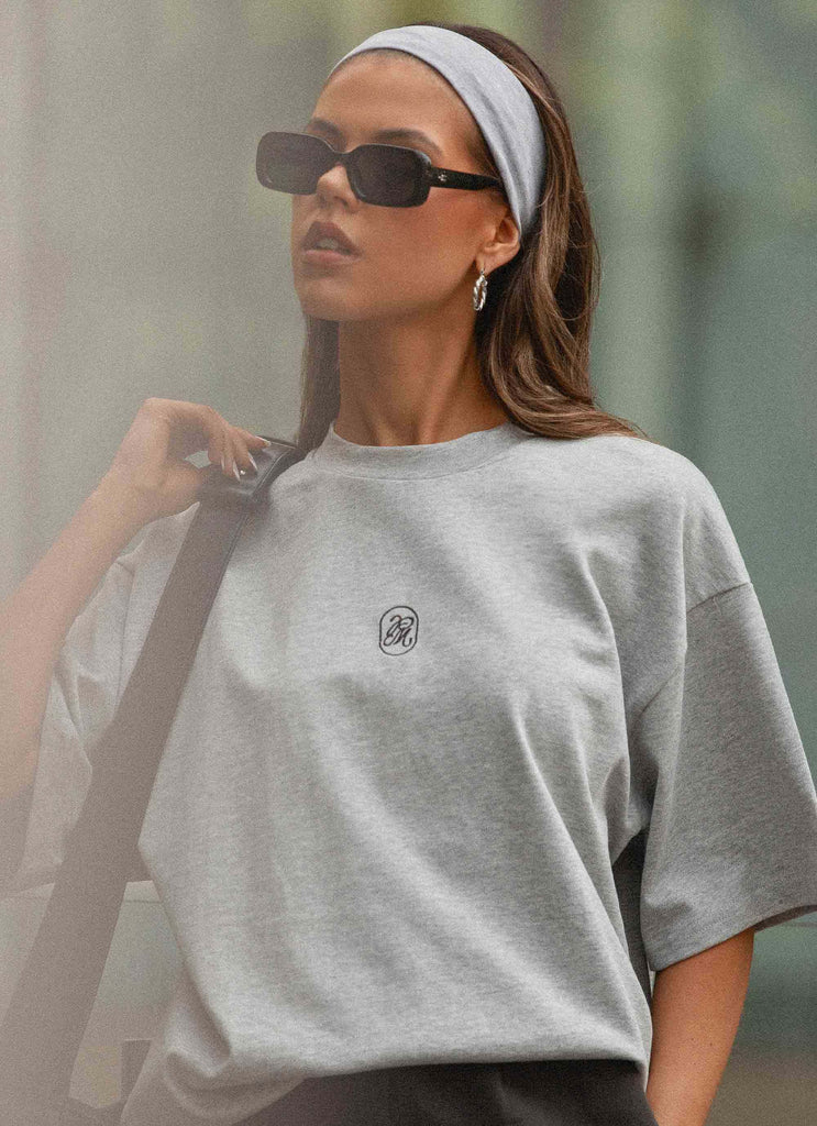 T-shirt Oversized Signature - Gris