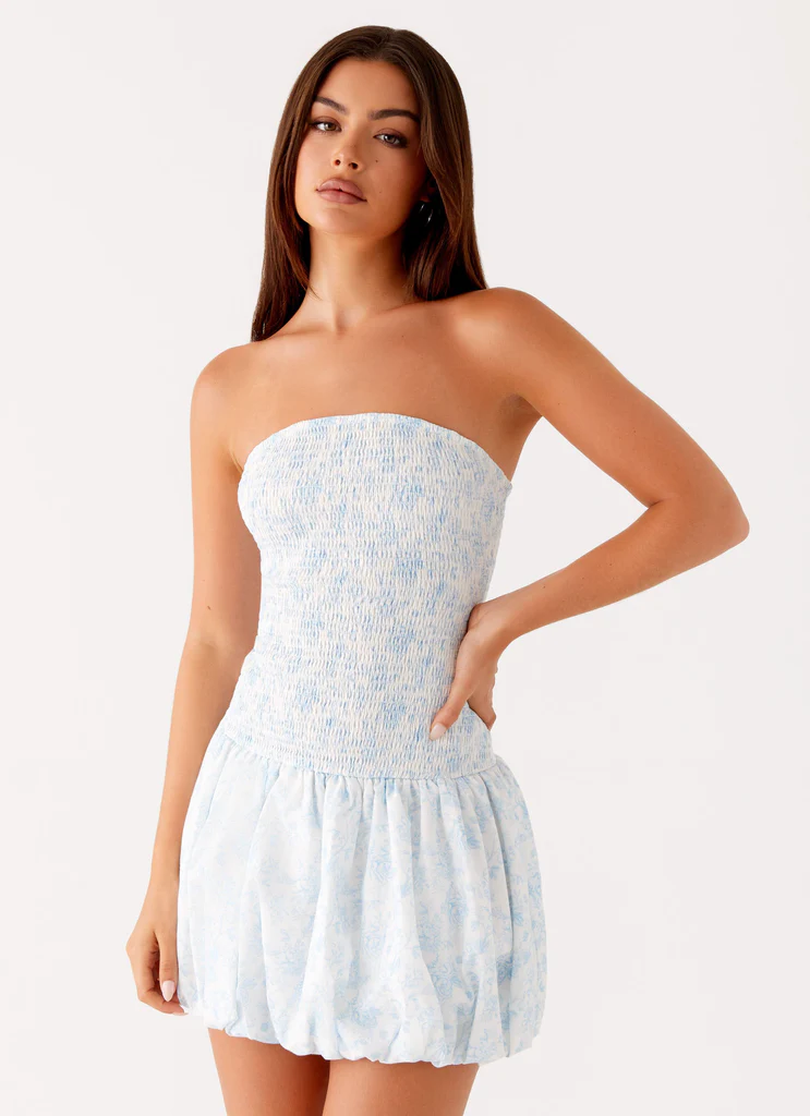 Robe Mini Panorama – Fleurs Bleues Robe Mini Panorama - Fleurs Bleues