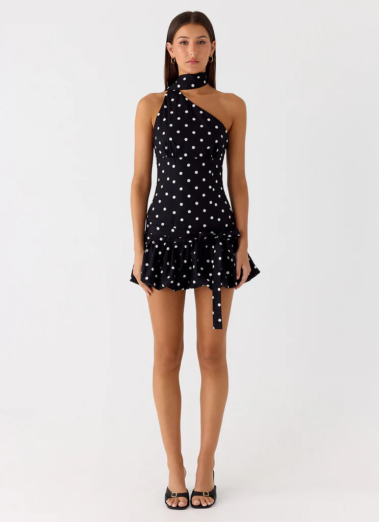 Robe Mini Écharpe Belina - Tâches Noires