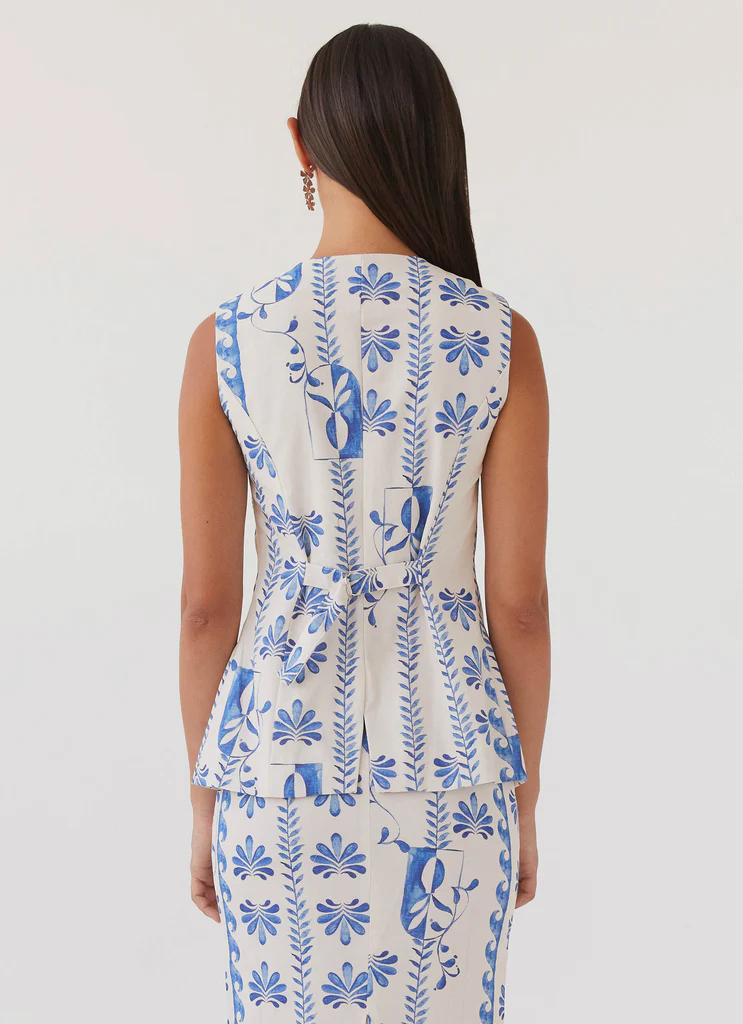 Gilet en lin Born For Bordeaux - Onde florale