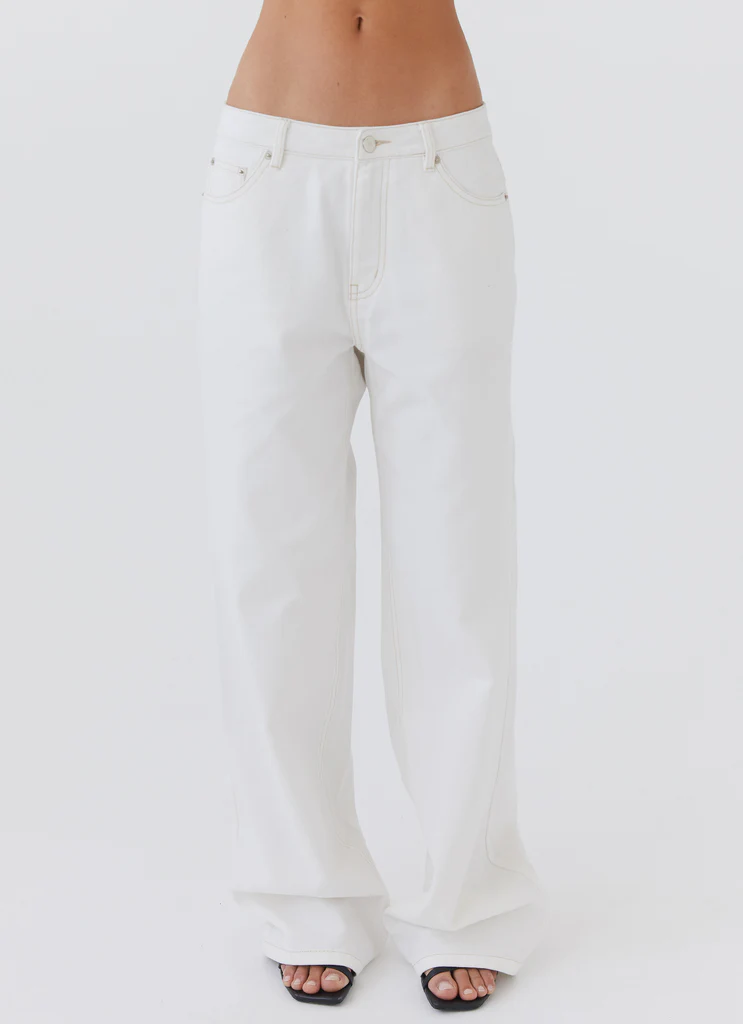 Jean Denim Keanna à Taille Basse - Ivoire
