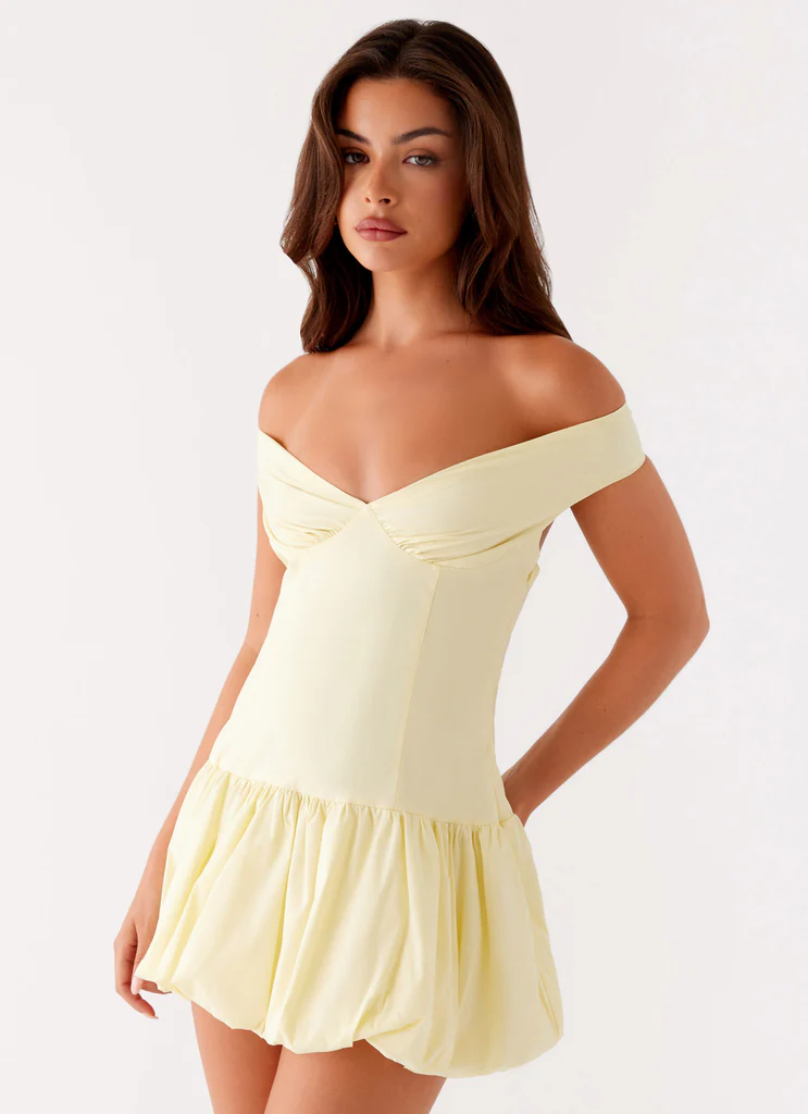 Robe Mini Épaulette Sans Manches Endless Romance - Jaune