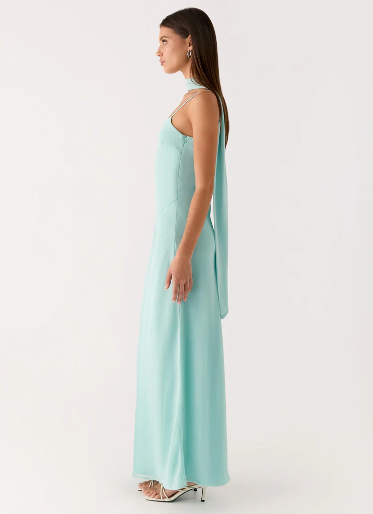 Robe Maxi à Col Carré Eternelle - Turquoise