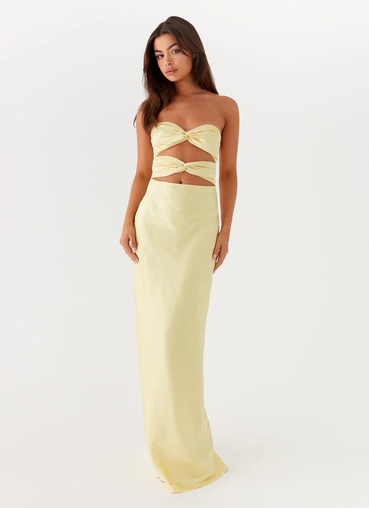 Robe maxi sans bretelles Tianna - Jaune