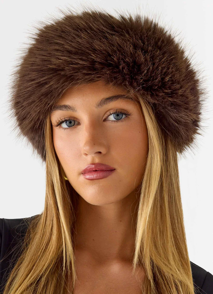 Bandeau en fausse fourrure North Pole - Chocolat