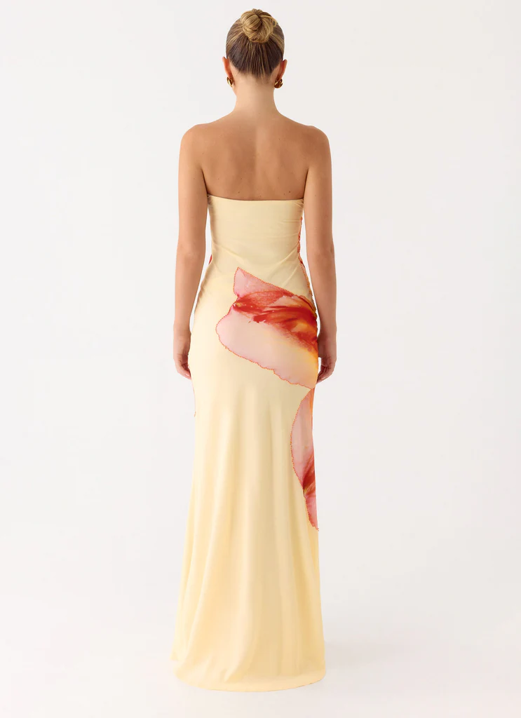 Robe maxi sans bretelles Ashwin à strass - Imprimé Sunpetal