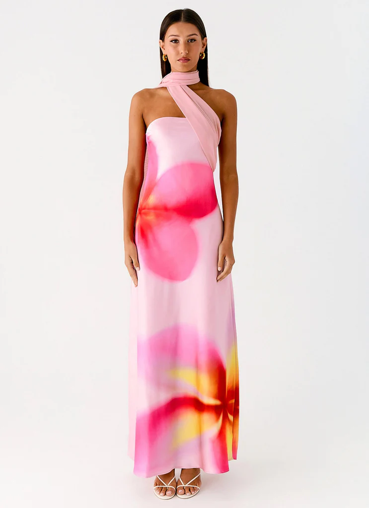 Robe Maxi Satin Isa - Rose Frangipane