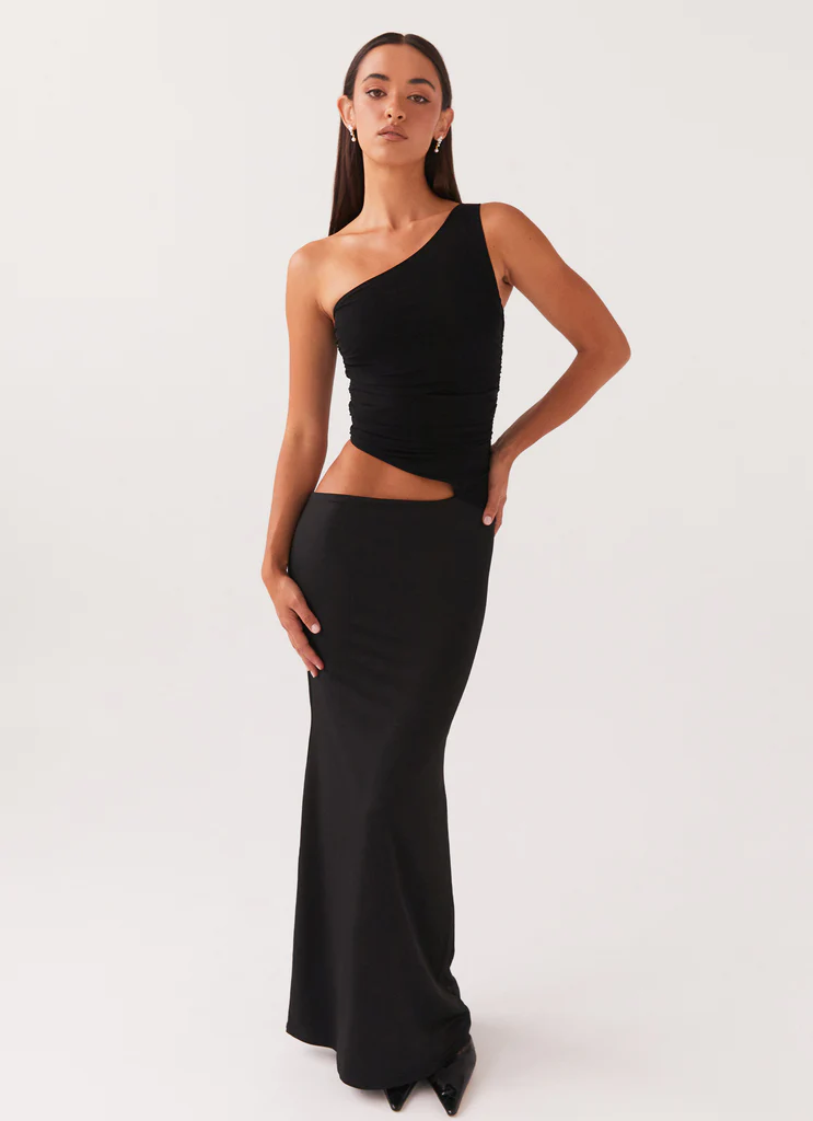 Robe Maxi à Épaule Unique Seranella - Noir