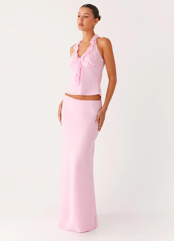 Jupe Maxi Chiffon Star Girl - Rose Pâle