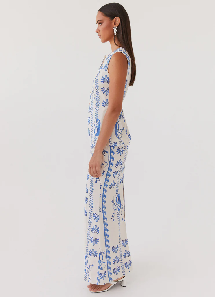 Jupe midi en lin Born For Bordeaux - Ondes florales