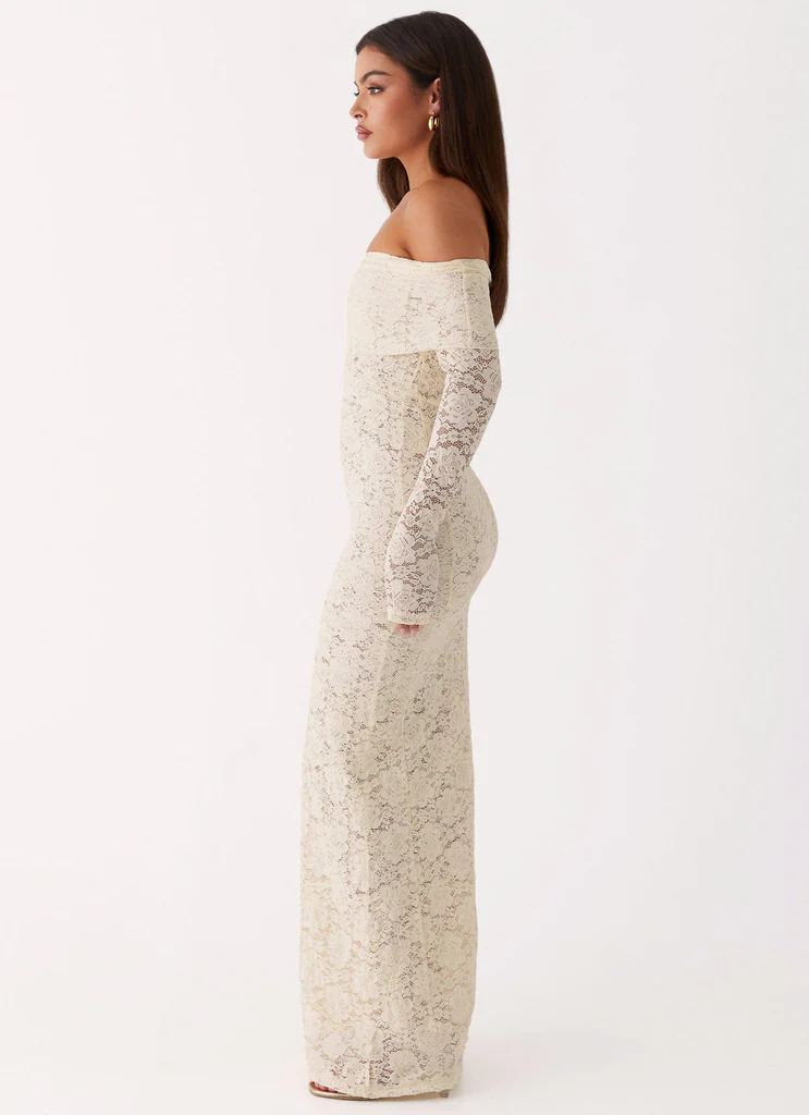 Robe maxi à dentelle Yours Always - Ivoire